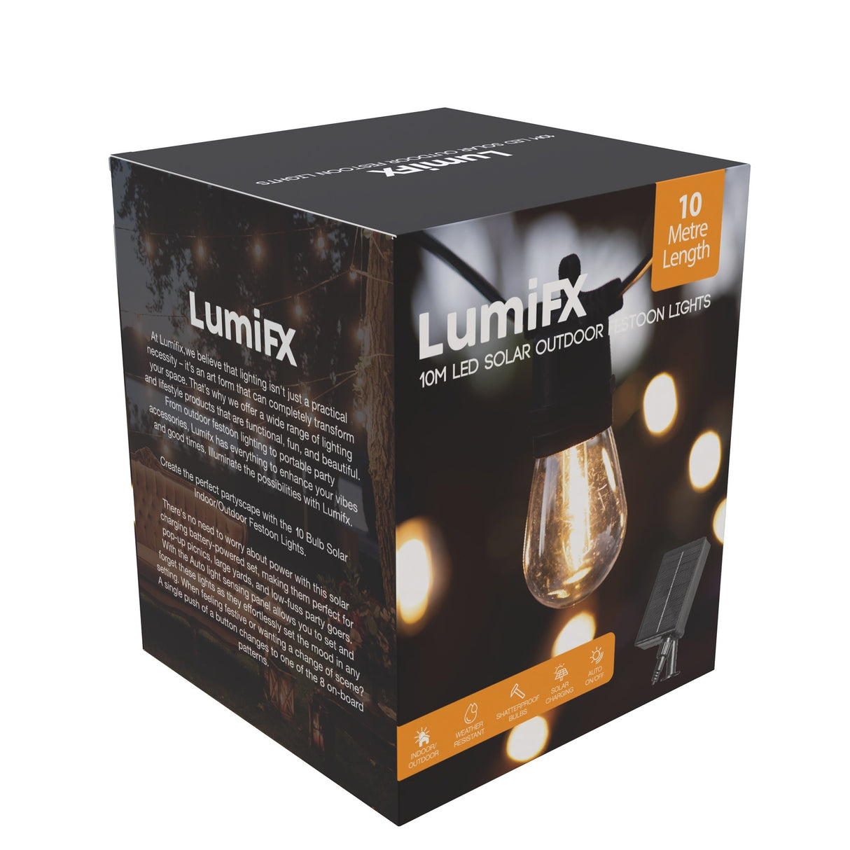 LumiFx 10 Bulb Festoon Lights 8 Lighting Effects