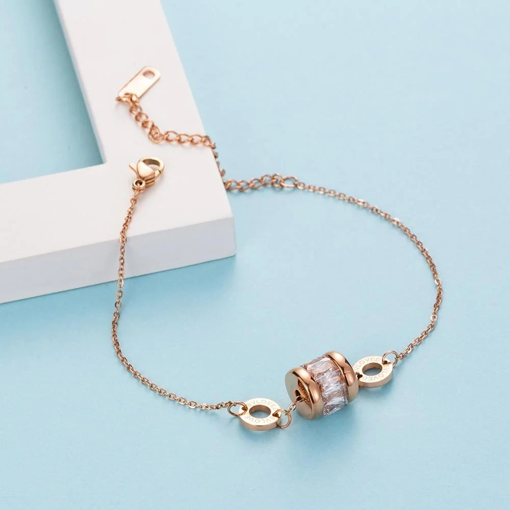 Bullion Gold Minimalist BVLOVED Crystal Charm Bracelet