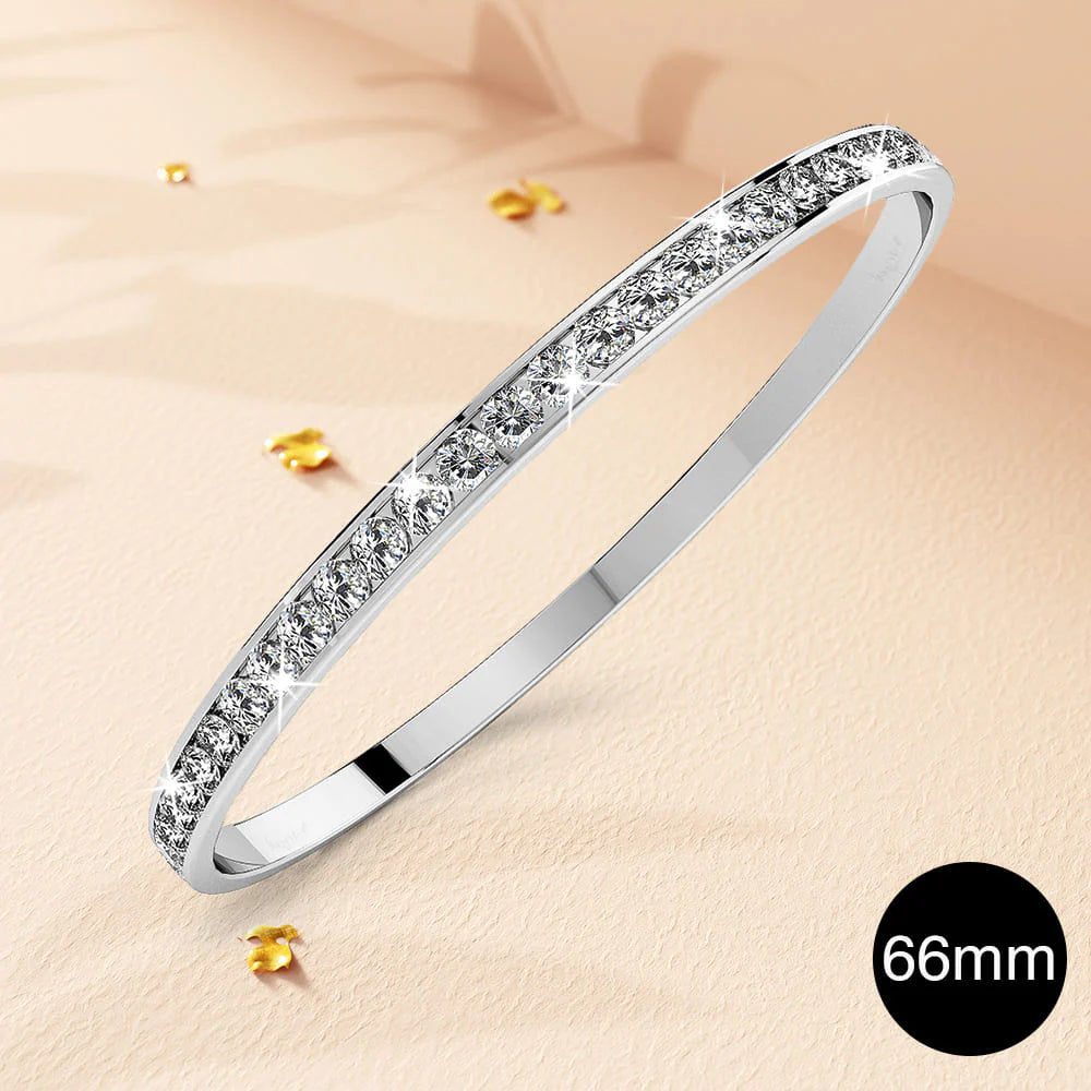 Krystal Couture 360 Classic White Gold Bangle Embellished with Swarovski Crystals
