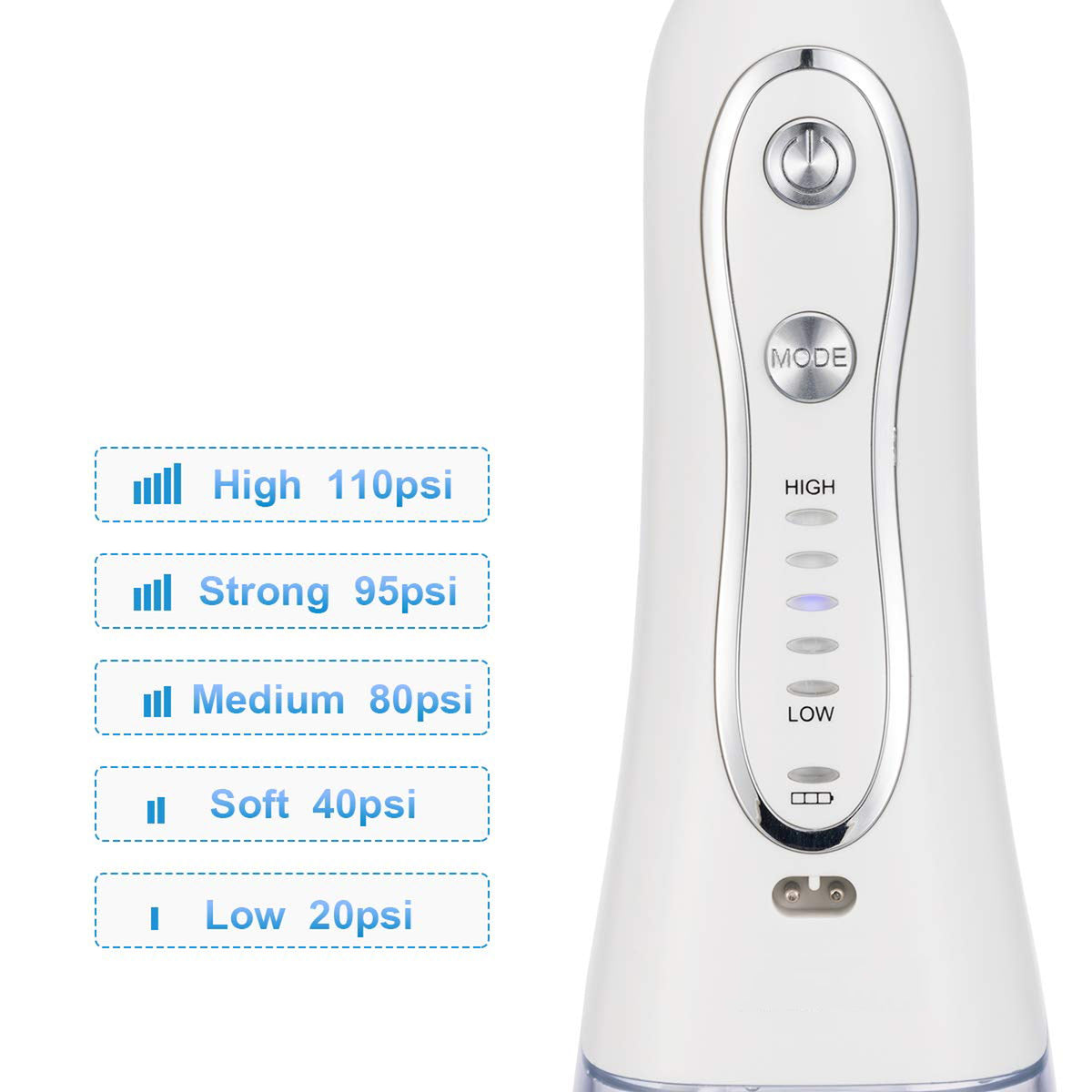 TODO Rechargeable Water Dental Jet Pick Flosser 5 Mode 110 PSI 2000mAh 3.7V Travel Oral Irrigator