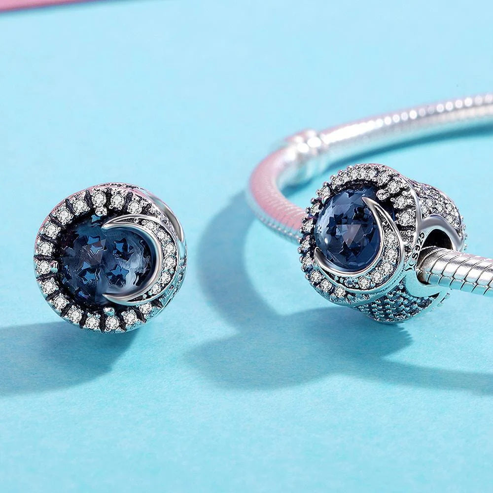 Solid 925 Sterling Silver Moonlight CZ Charm