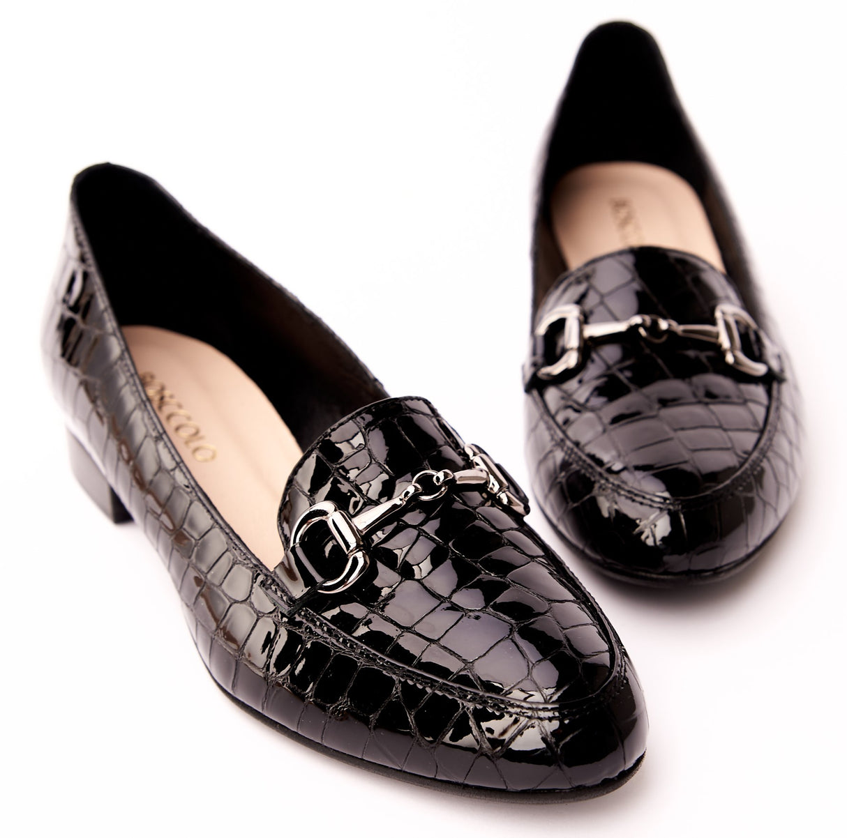 Bosccolo Womens Moccasin - Black Croco