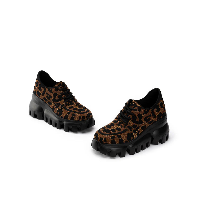 Retro Leopard Platform Sneakers - Leopard