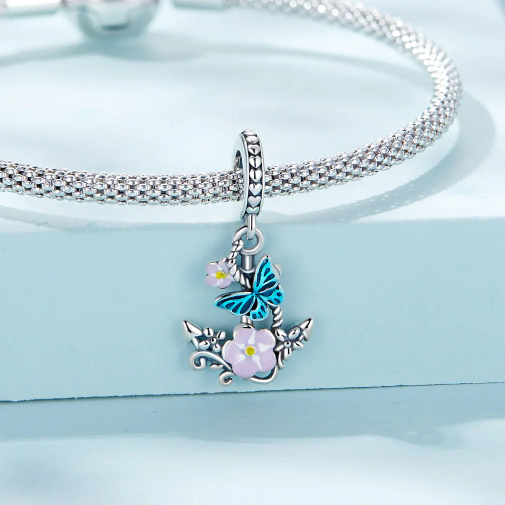 Solid 925 Signature Silver Blooming Admiral Anchor Charm
