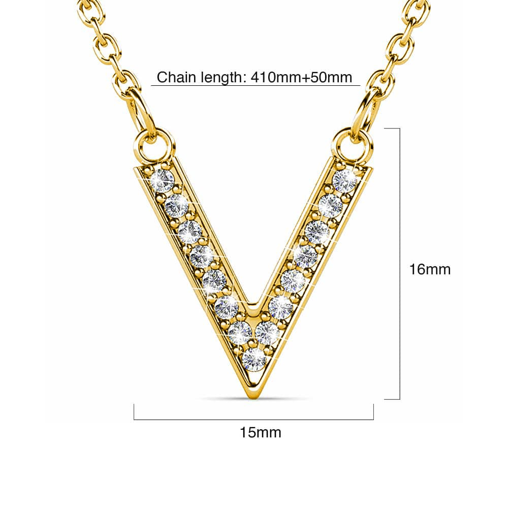 Boxed Luxury V Shaped Gold Set Embellished with SWAROVSKI® Crystals