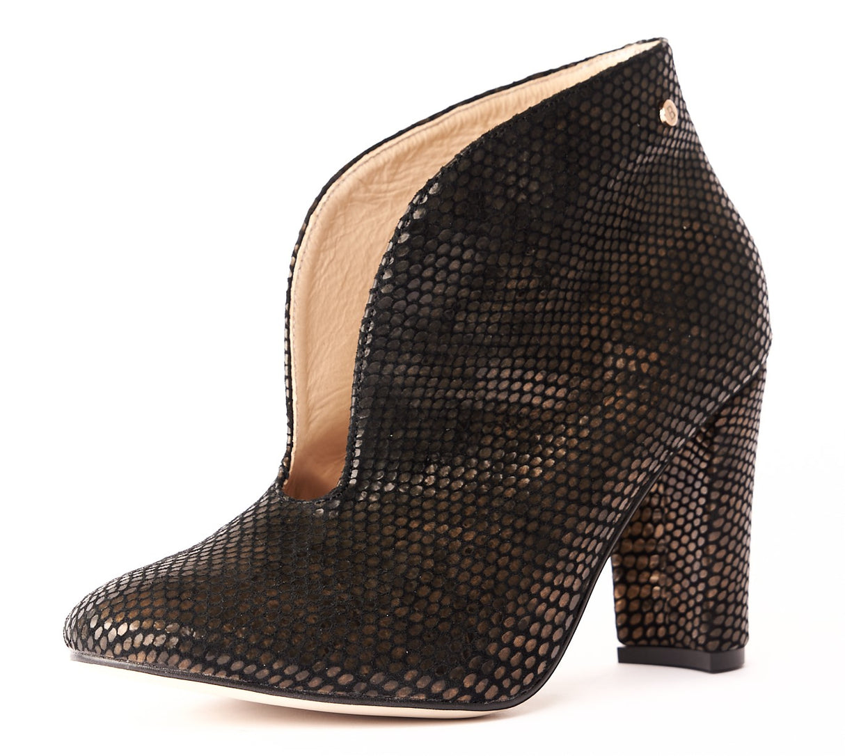 Bosccolo Womens Ankle Boots - Gold/Black Scales