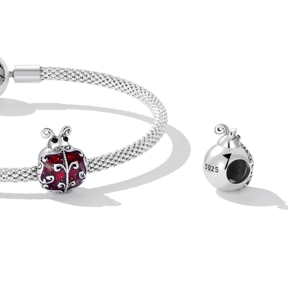 Solid 925 Signature Silver Antique Dixie Ladybird Charm
