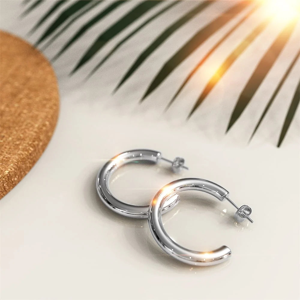 Bullion Gold Erica White Gold Hoop Earrings 20mm