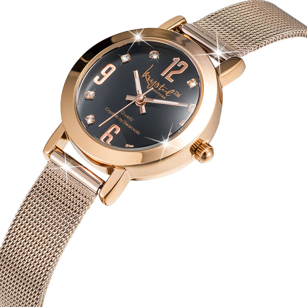 Boxed Rose Gold Watch & Earrings Set With SWAROVSKI® Crystals Embellishment