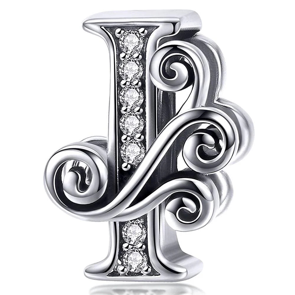 Solid 925 Sterling Silver Vintage Inspired Antique Alphabet Charm