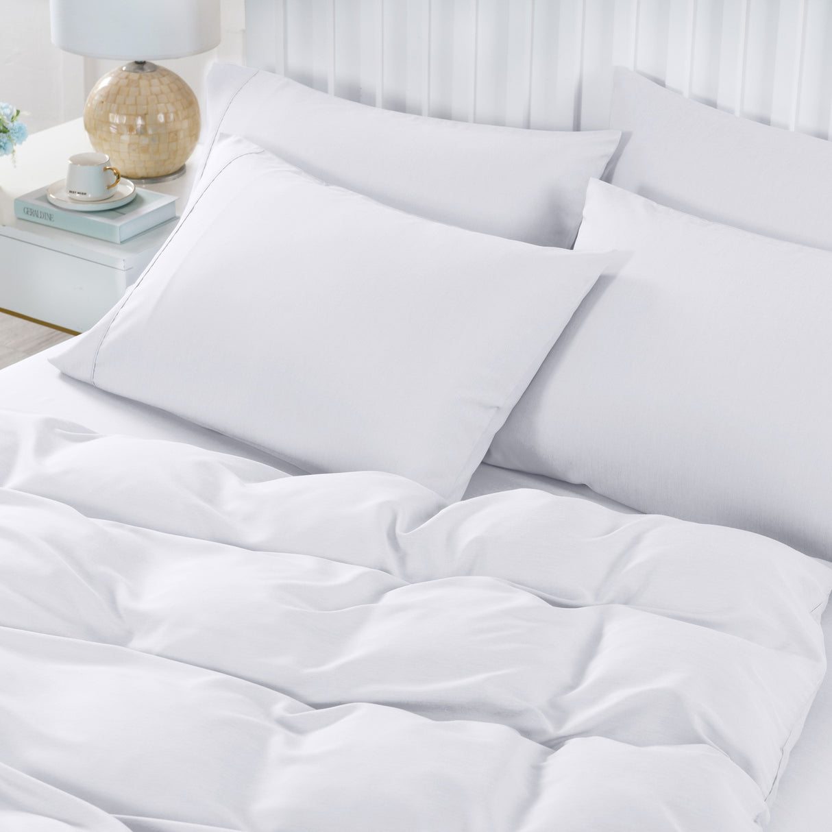 Royal Comfort Bamboo Cooling 2000TC 6-Piece Combo Set -Double-White