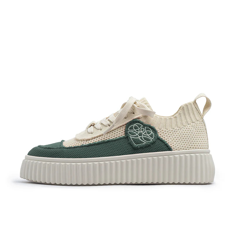 Chunky Platform Knit Sneakers - Evergreen