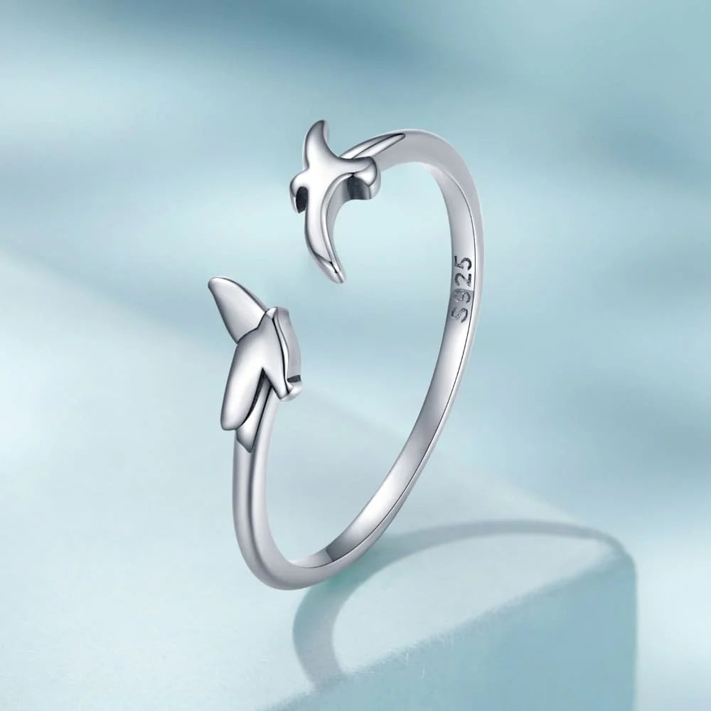 Adjustable Solid 925 Sterling Silver On The Blue Sky Ring