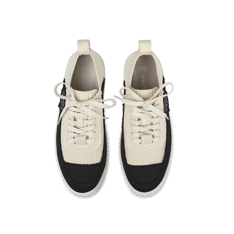 Chunky Platform Knit Sneakers - Black