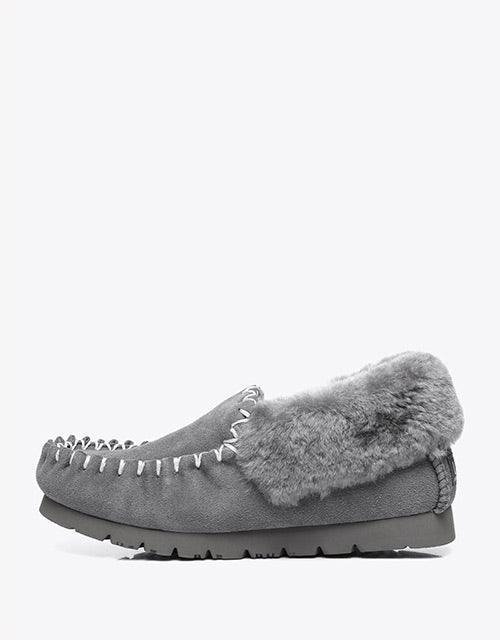 Popo Cow Suede Moccasin in Grey