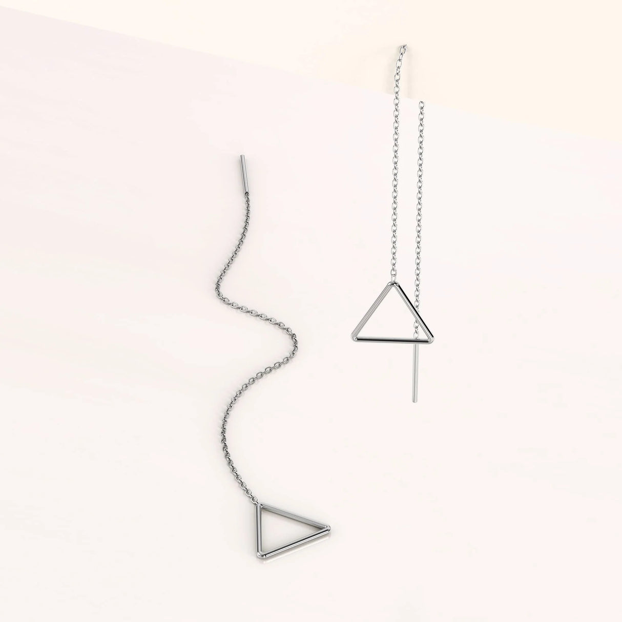Solid 925 Sterling Silver Triangle Threader Earrings