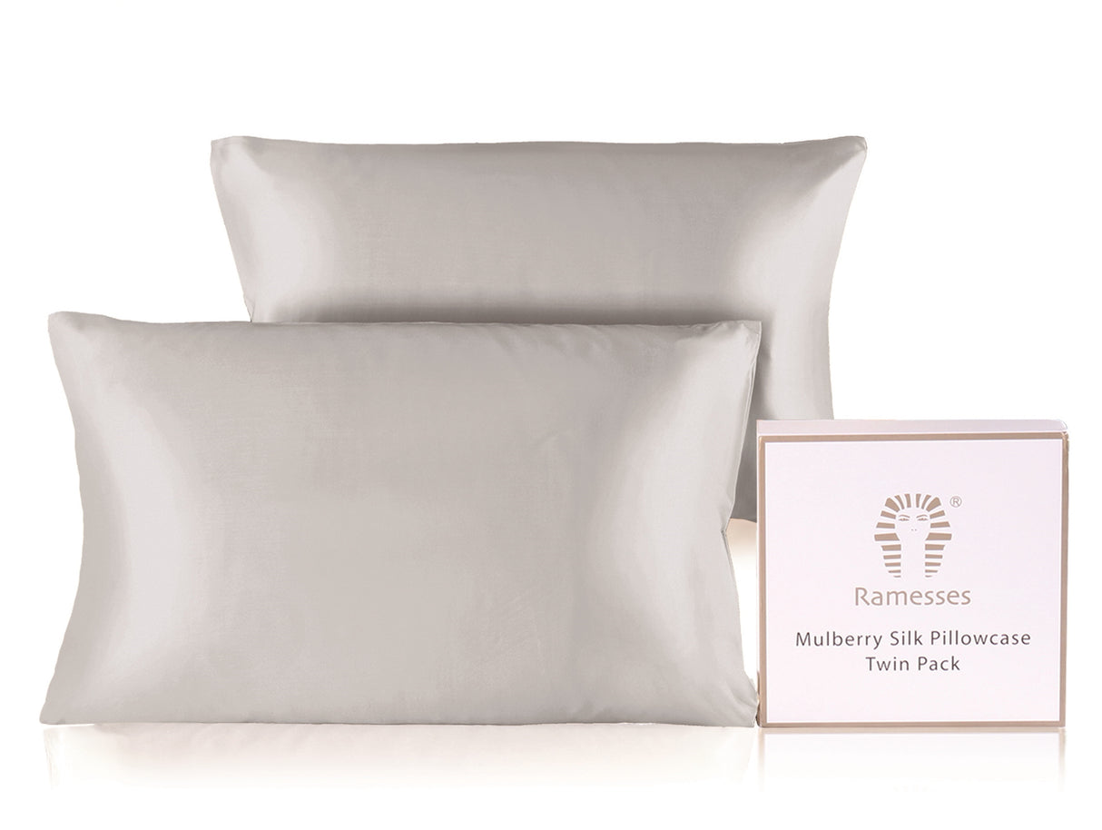 Ramesses Mulberry Silk / Satin Pillowcase Twin Pack - Silver