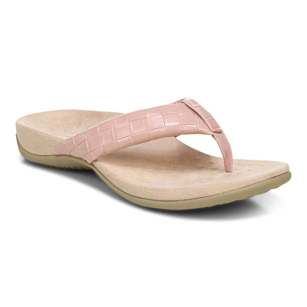 Vionic Layne Toe Post Sandal - Peach Woven