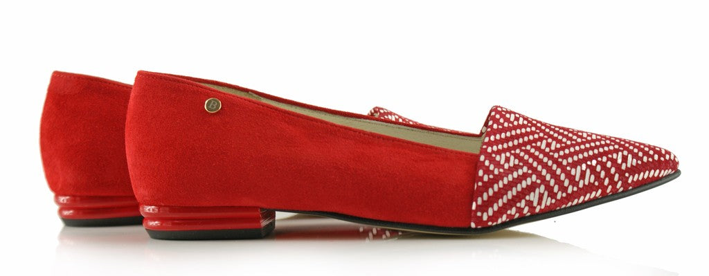 Bosccolo Womens Ballerina - Red Suede