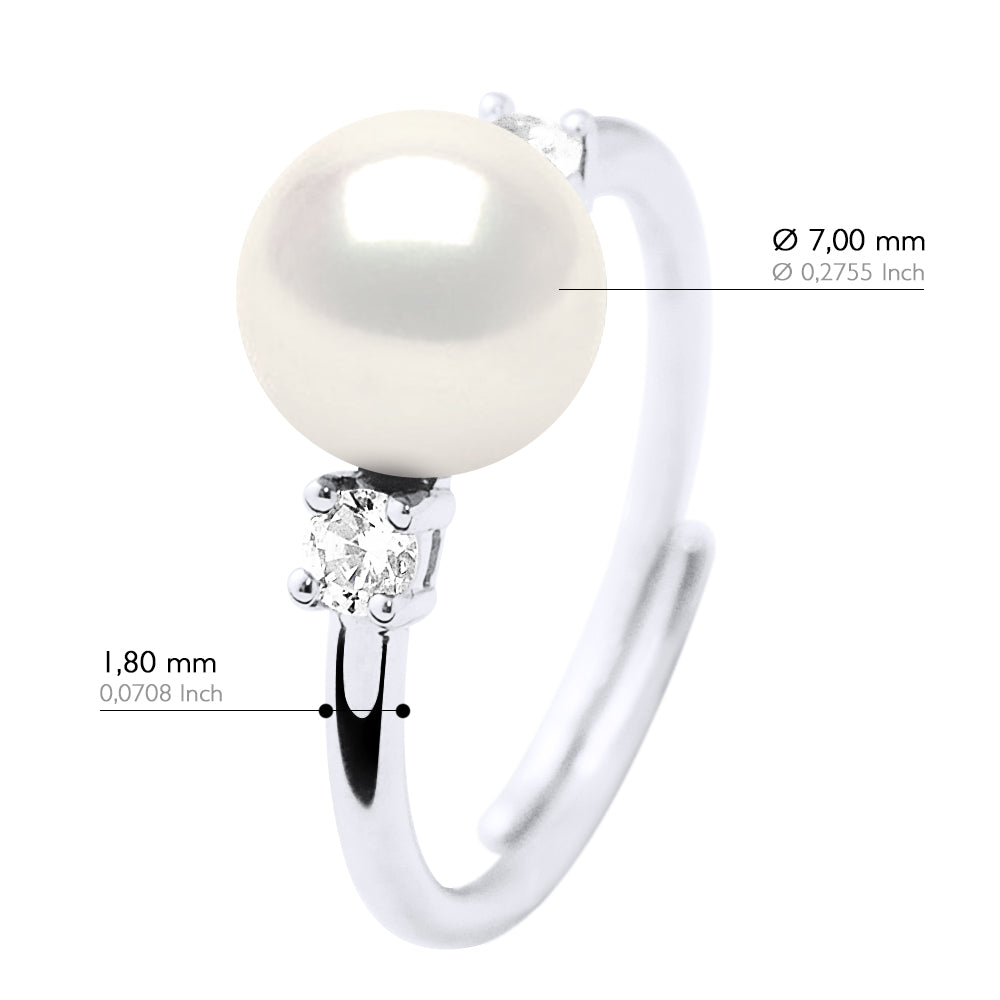 Ring Jewelry - Natural White - Ring Size adjustable - from Size 48 to Size 62 (France) - see enclosed Sizer