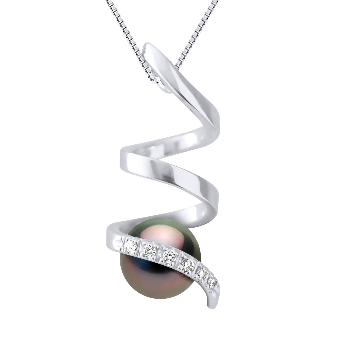 Pendant Spiral Diamonds 0,06 Cts ( 6 X 0,01 Cts ) - Length Chain 42 cm