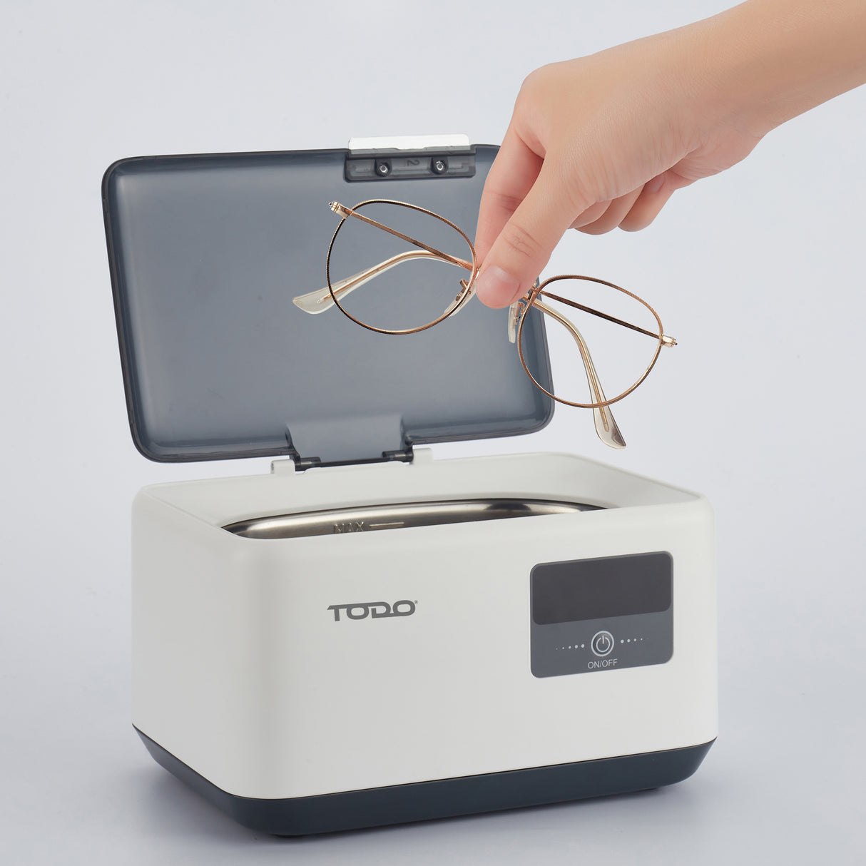TODO Ultrasonic Cleaner Sonic Wave Jewellery Cleaner Blue LED 600ml Stainless Steel Tank 3min Cycle