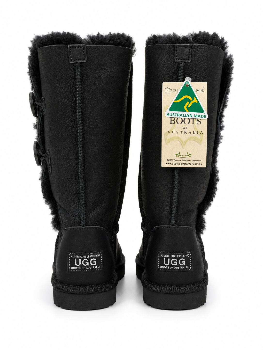 Australian Leather Ugg Napa 3Button Leather - Black - AU10