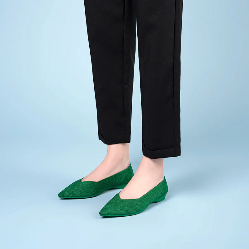 Charlotte Casual Pointed Toe Commuter Flats - Green