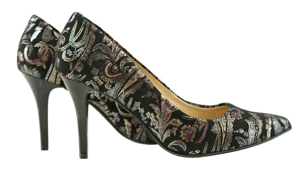 Bosccolo Womens High Heels - Black / Brocade