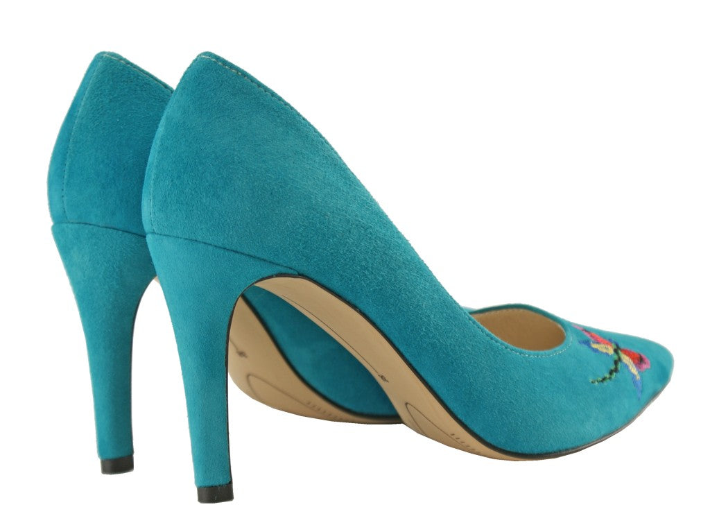 Bosccolo Womens Heels Embroidered - Turquoise