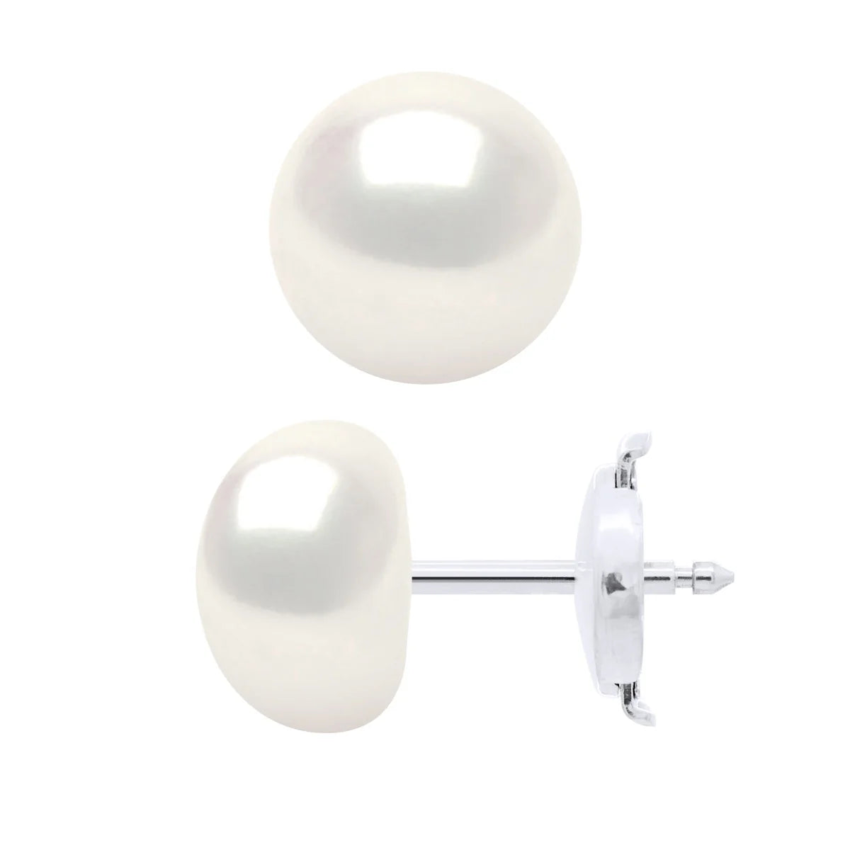 Manufacture Royale Earrings Prestige Button Freshwater Pearl White White Gold 8-9mm