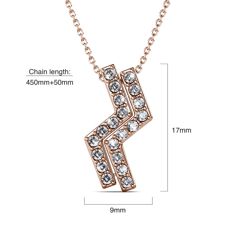 Krystal Couture Zigzag Pendant Necklace in Rose Gold Embellished with SWAROVSKI Crystals