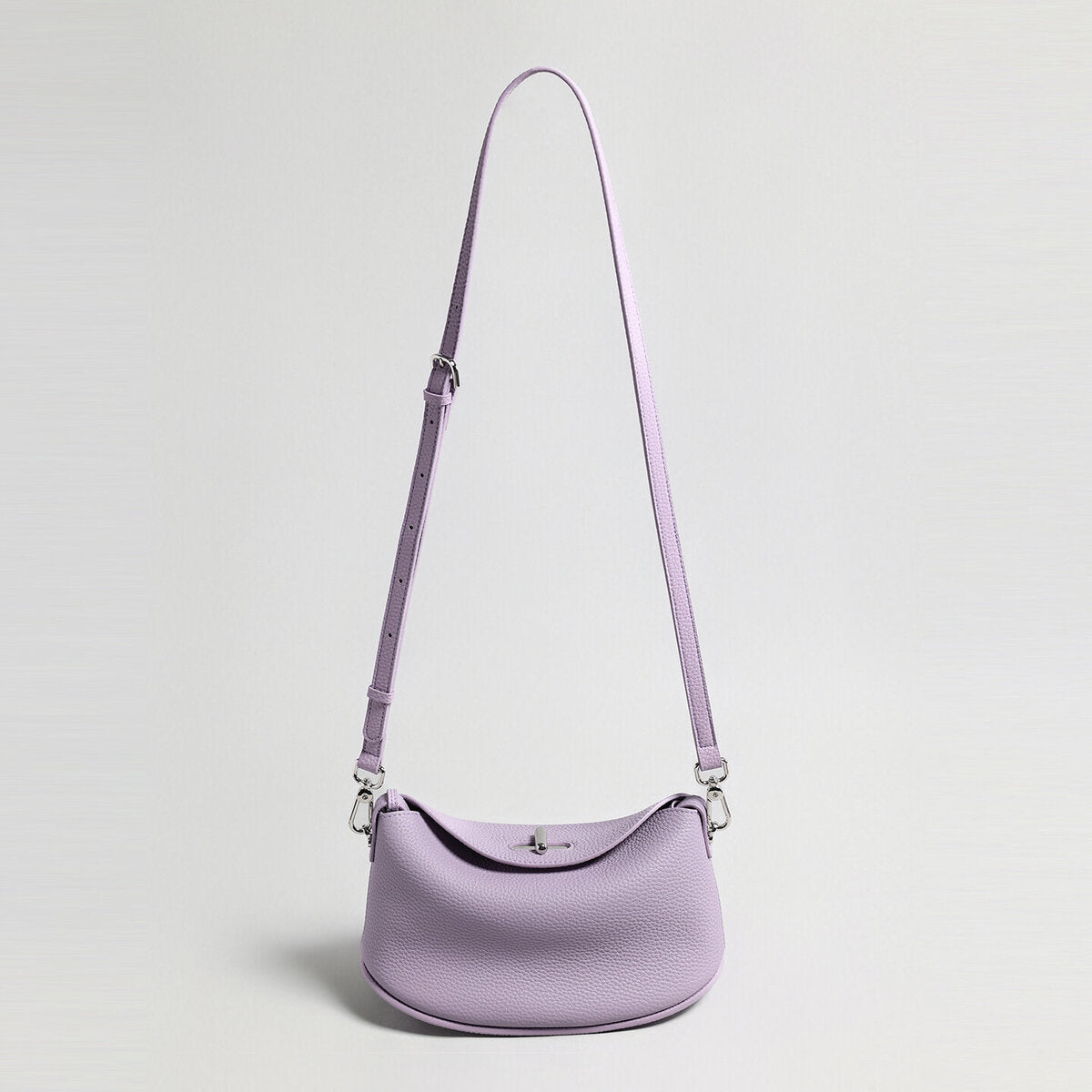 Pebbled Calfskin Half-Moon Hobo - Lilac