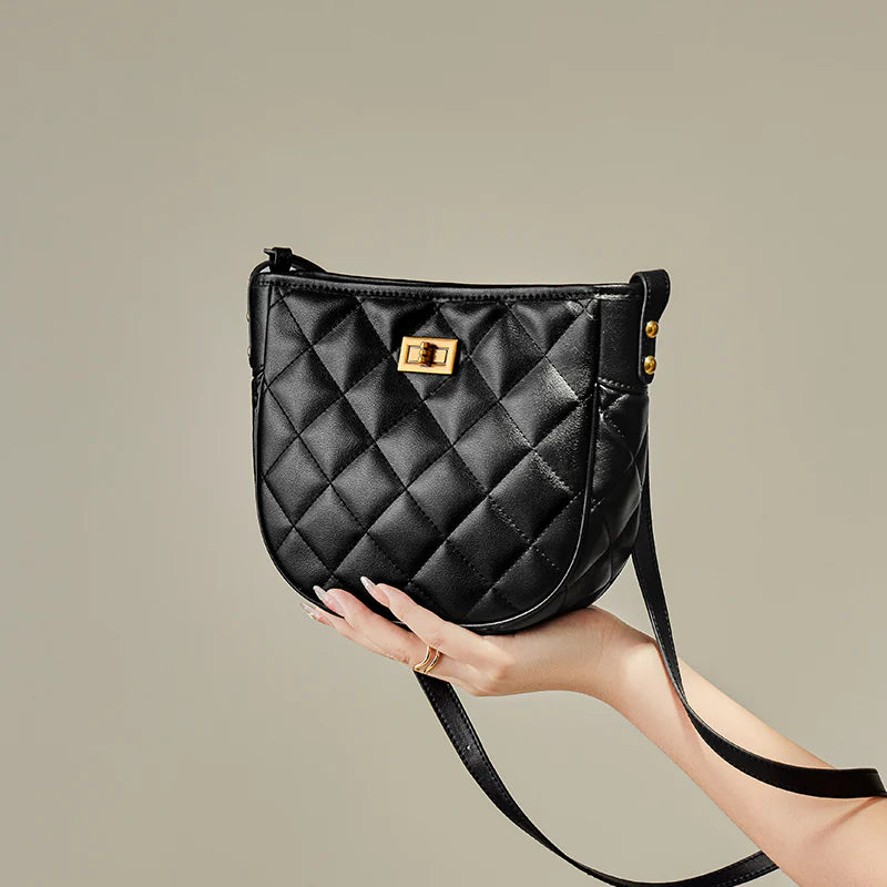 Nalandu Vault Quilted Leather Crossbody Shoulder Bag - Black