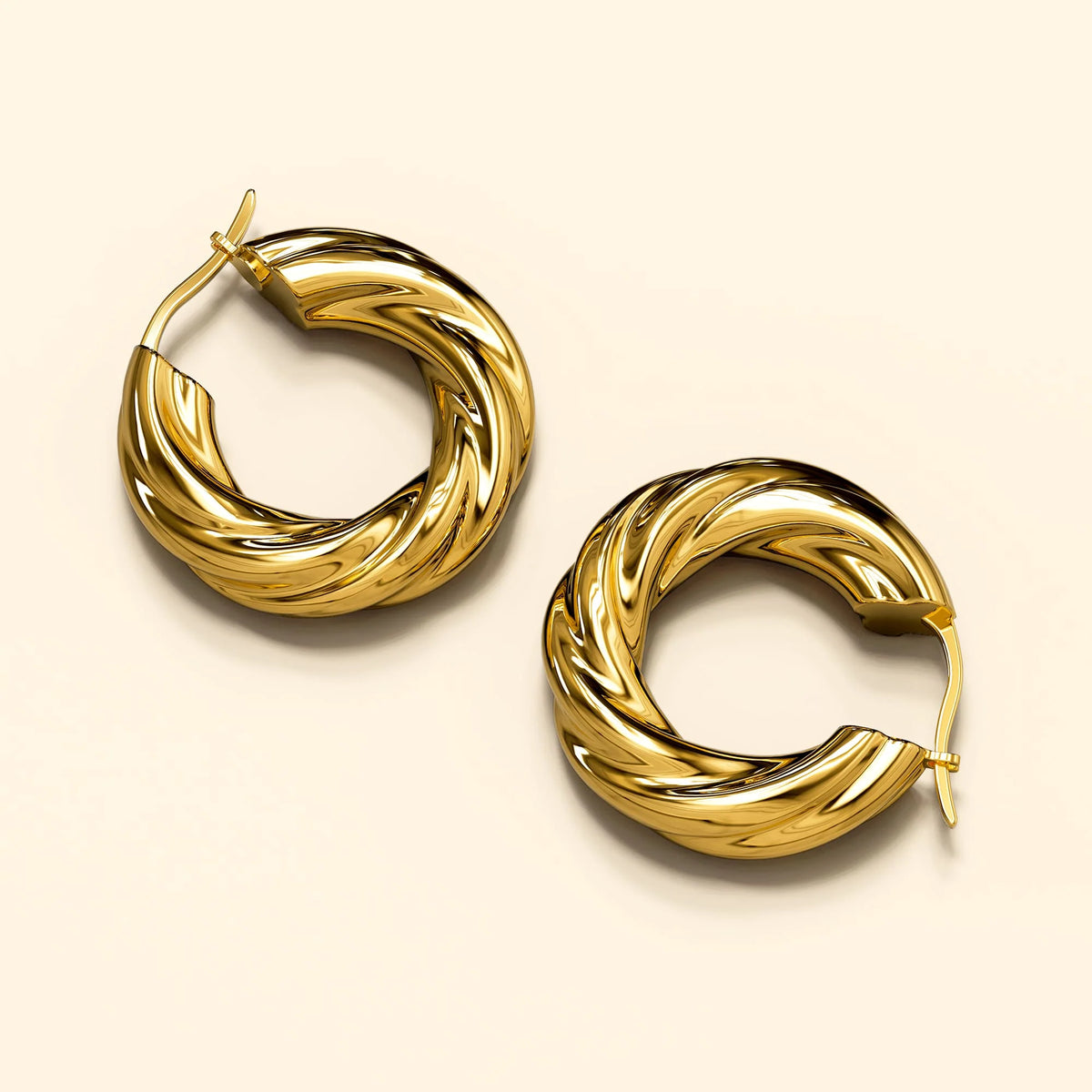 Bullion Gold Celia Rope Twisted Hoop Earrings