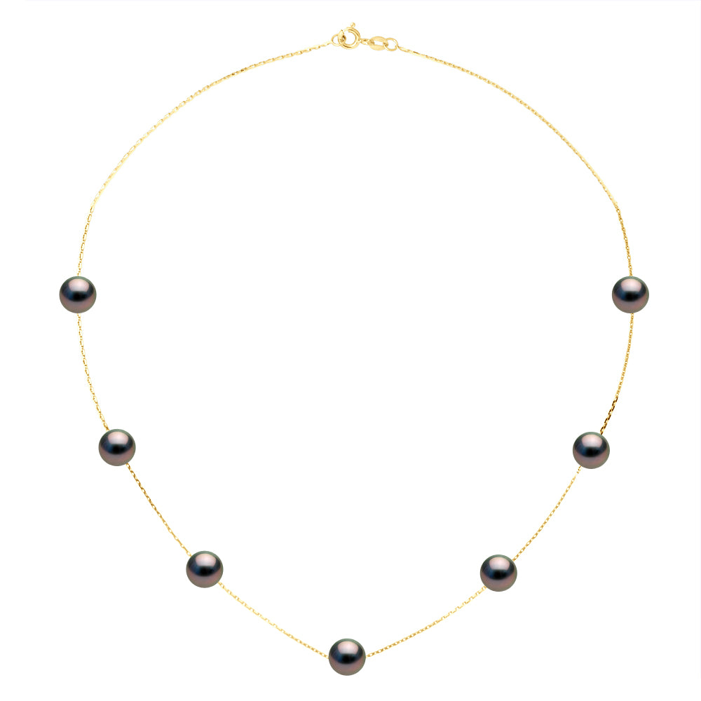 Necklace Real 7 Real Cultured Tahiti Pearls Passing Through Round 7-8 mm - Longueur 42 cm