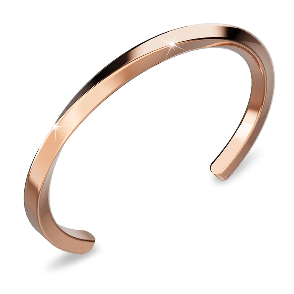 Bullion Gold Lyra Twisted Cuff Bangle in Rose Gold 55mm