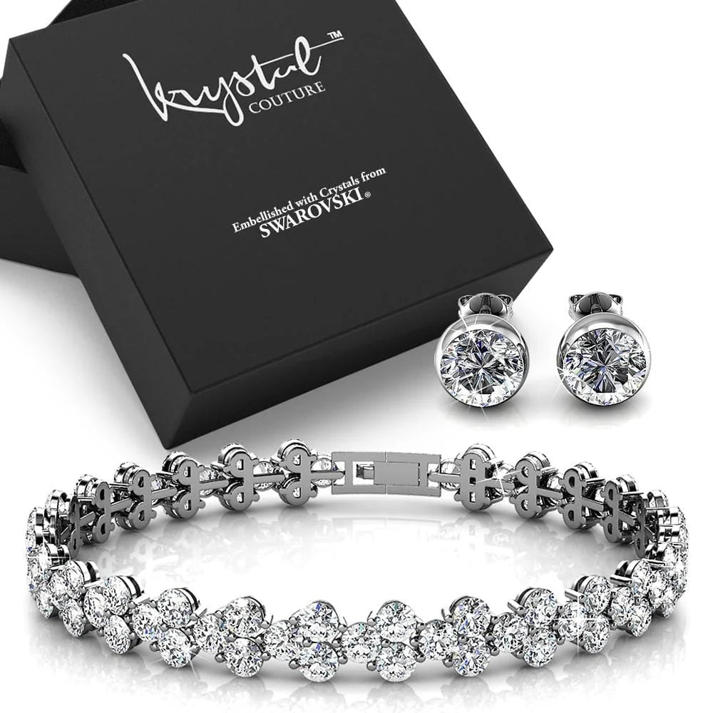 Boxed Bracelet and Earrings Set Embellished with SWAROVSKI® Crystals