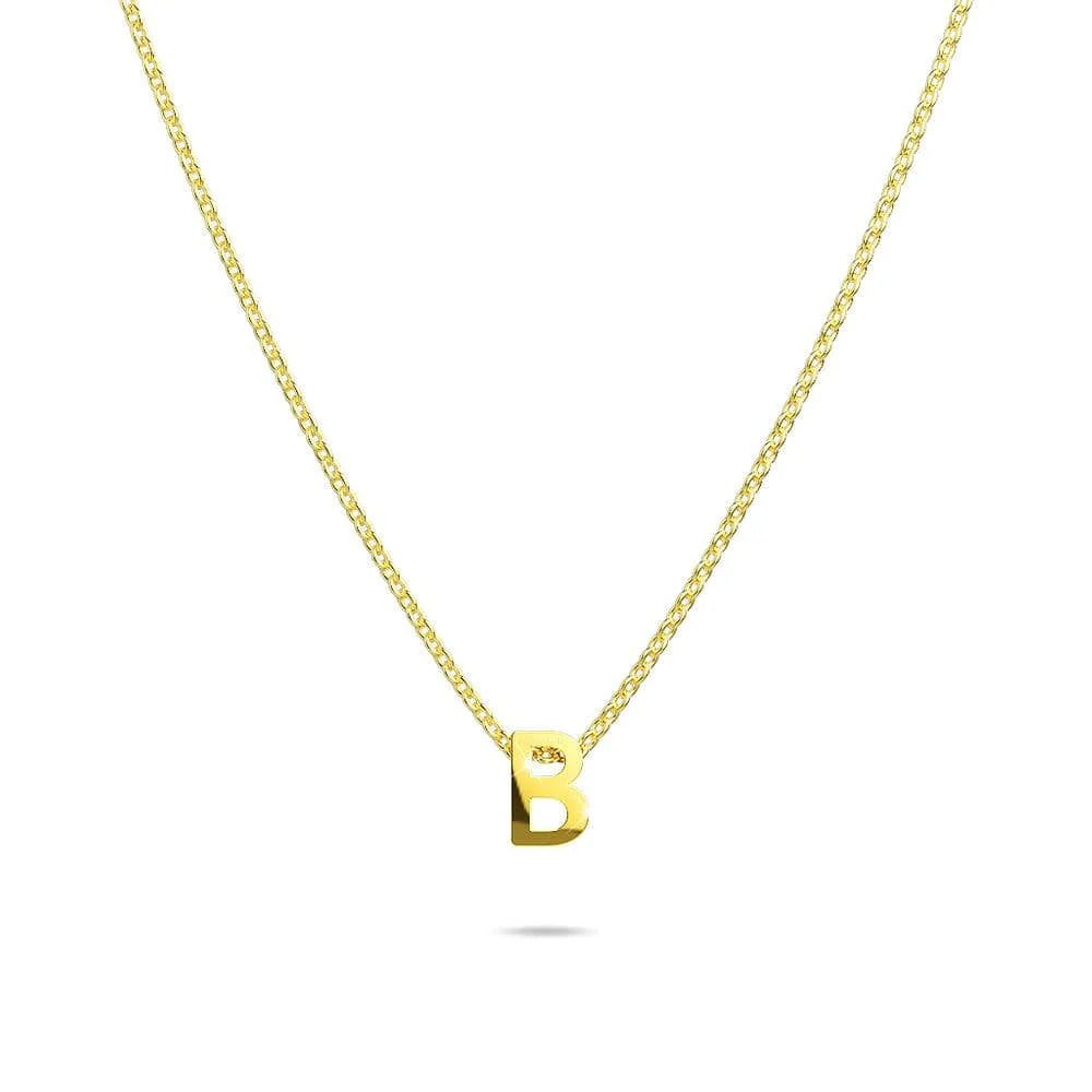 Bullion Gold Initials Brick Alphabet Letter Necklace Gold Layered Steel Jewellery