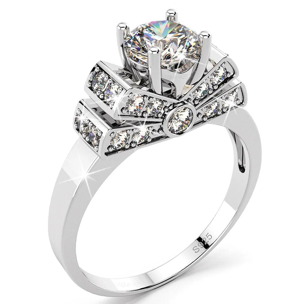 Solid 925 Sterling Silver Simulated Diamond Ring