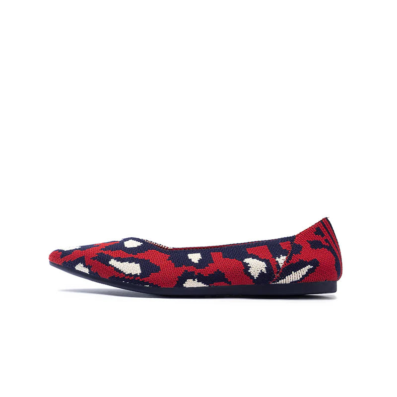 Leopard Print Pointed Toe Work Shoes - Red