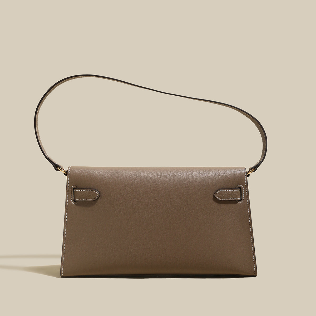Camille Palm-Grain Calfskin Shoulder Bag - Taupe