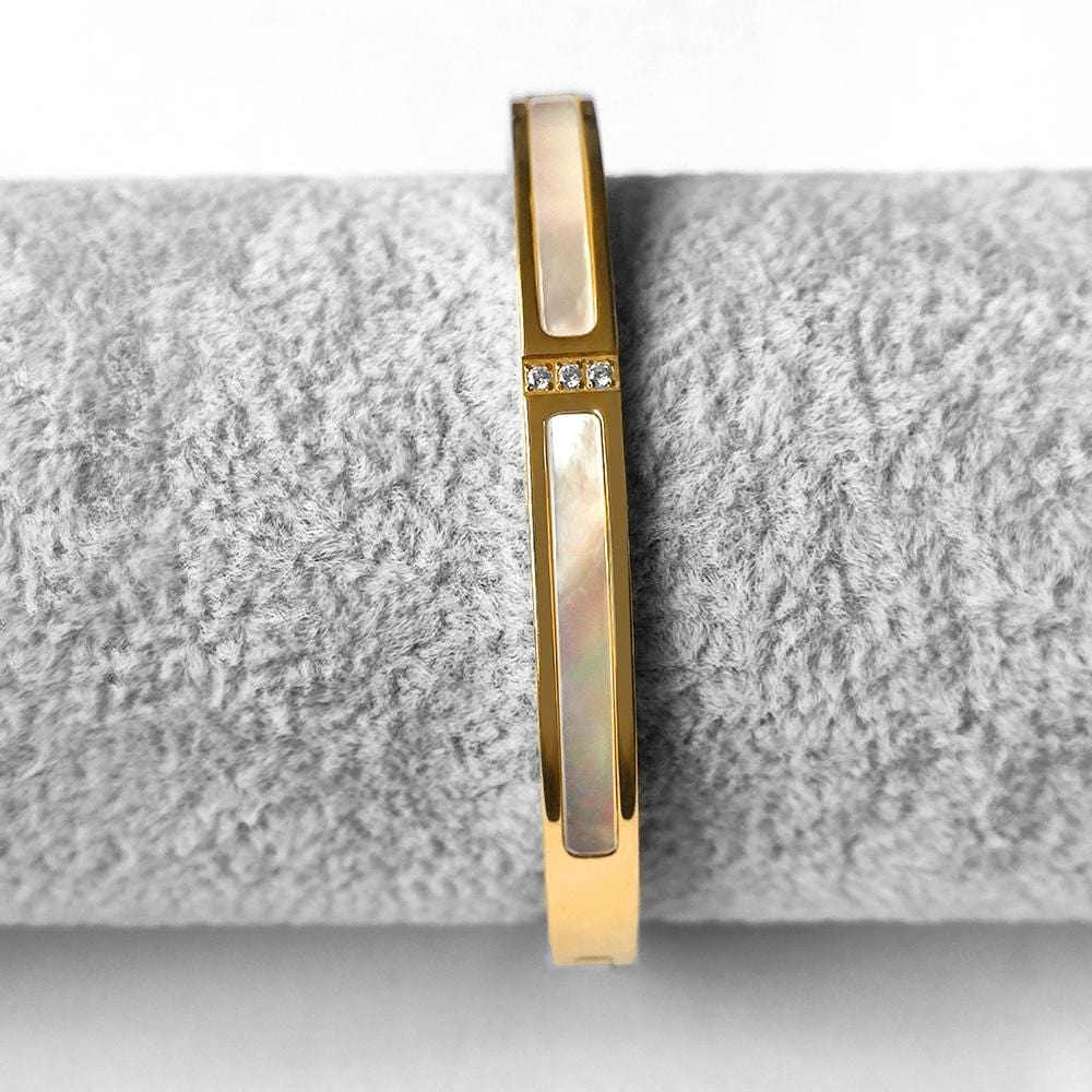Bullion Gold Modest Hinged Bangle in Gold Layered Stainless Steel