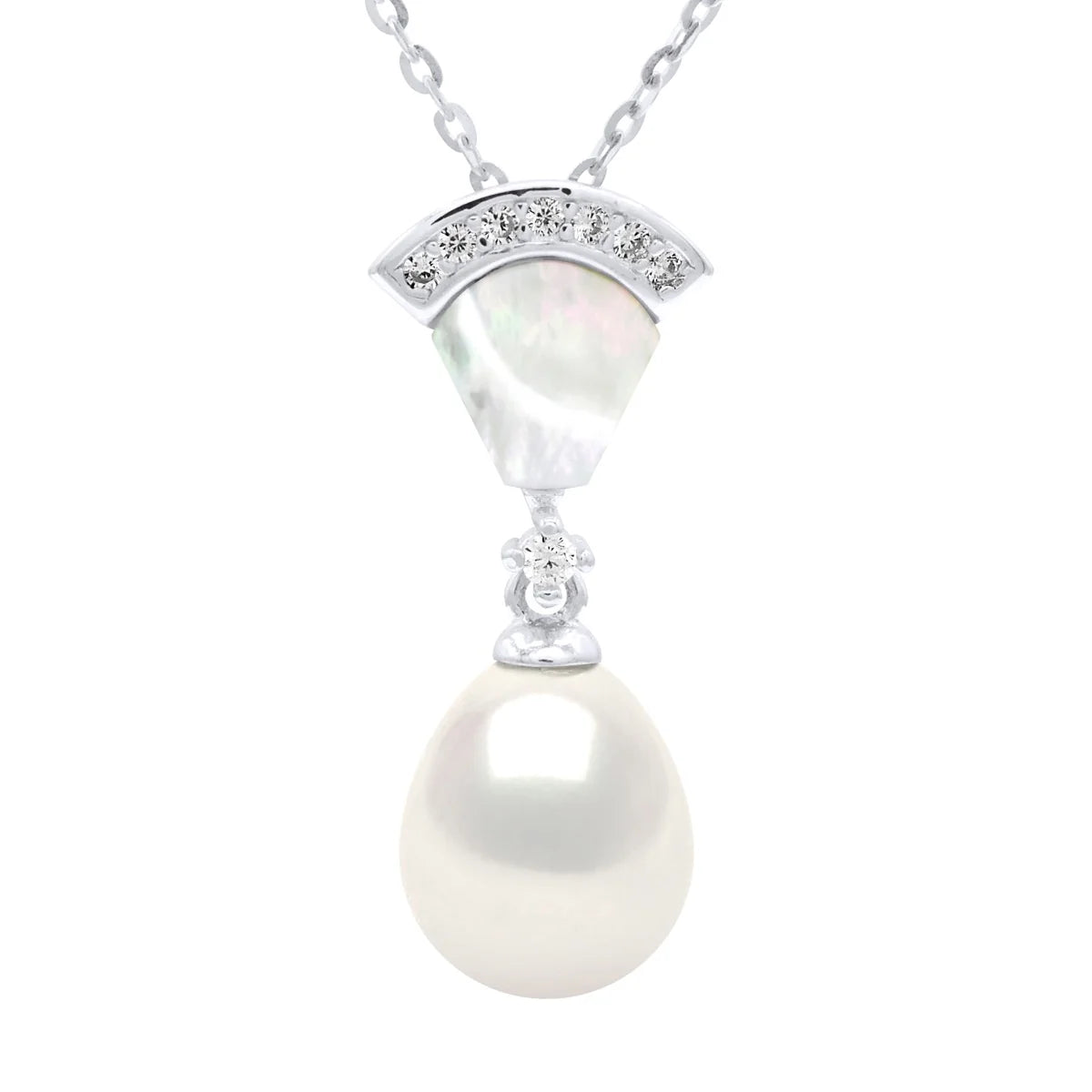 Pendant Freshwater Pearl & Cubic Zirconia White