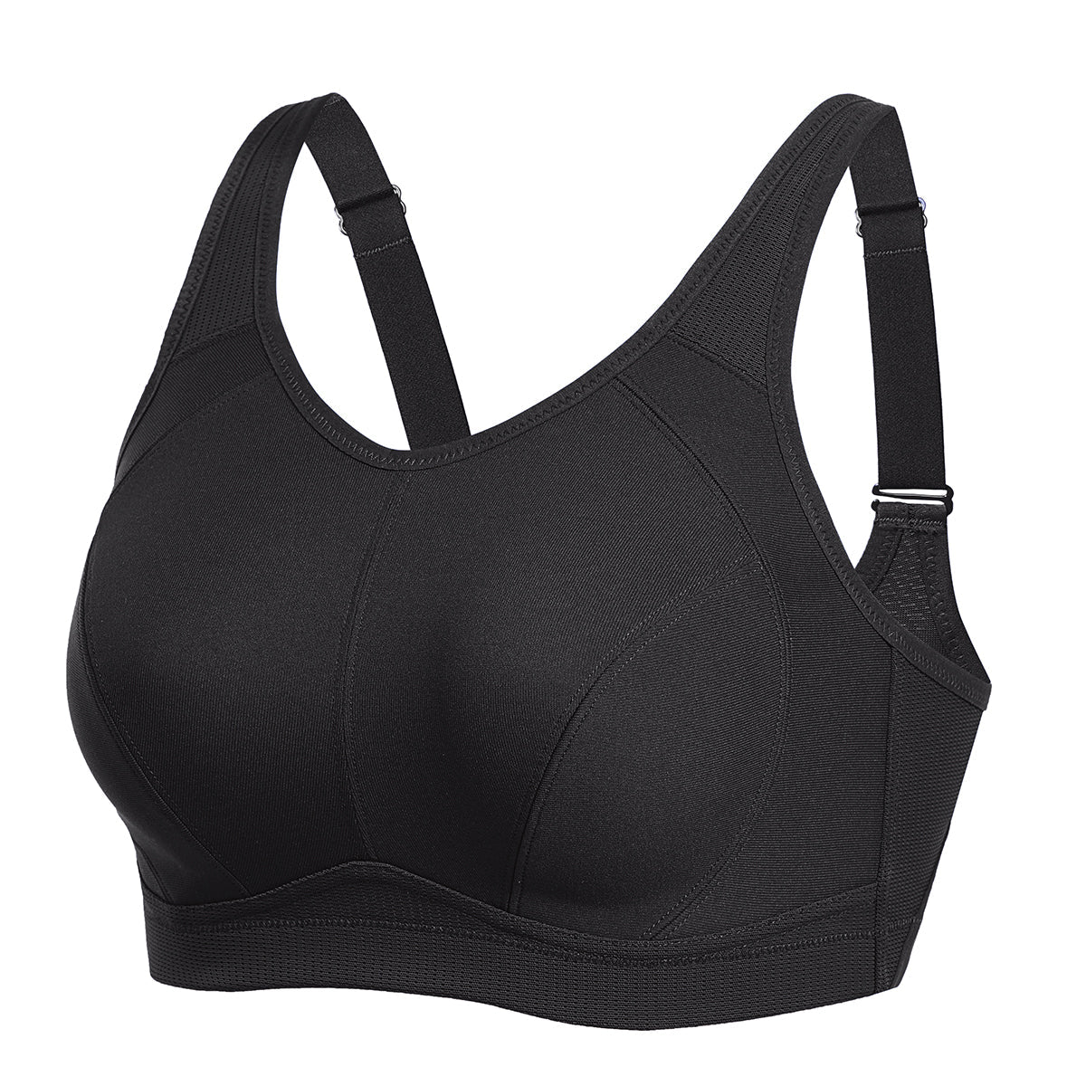 Plus Size High Support Full Coverage Padded Wireless Bra - Black