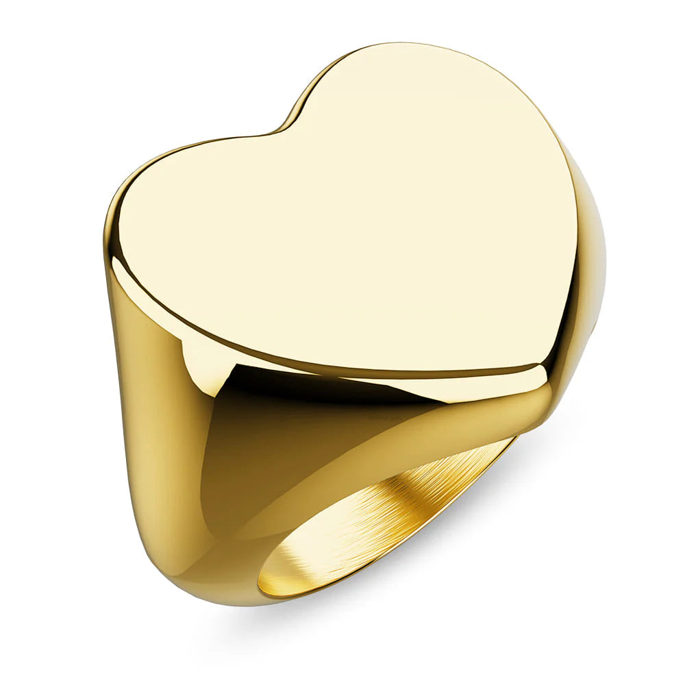 Bullion Gold Heart's Desire Signet Gold Layered Ring in 16mm