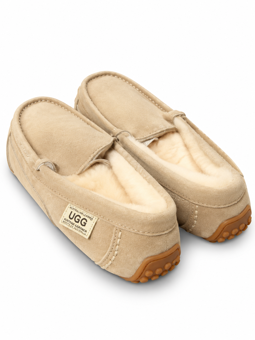 Australian Leather Ugg Classic Moccasin Slippers - Natural - AU7