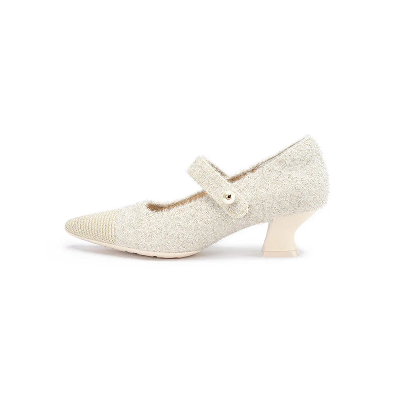 Vintage Pearl Strap Mary Jane Heels - Ivory