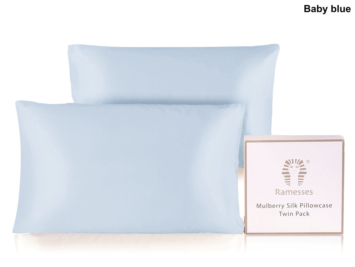 Ramesses Mulberry Silk Pillowcase Twin Pack - Baby Blue