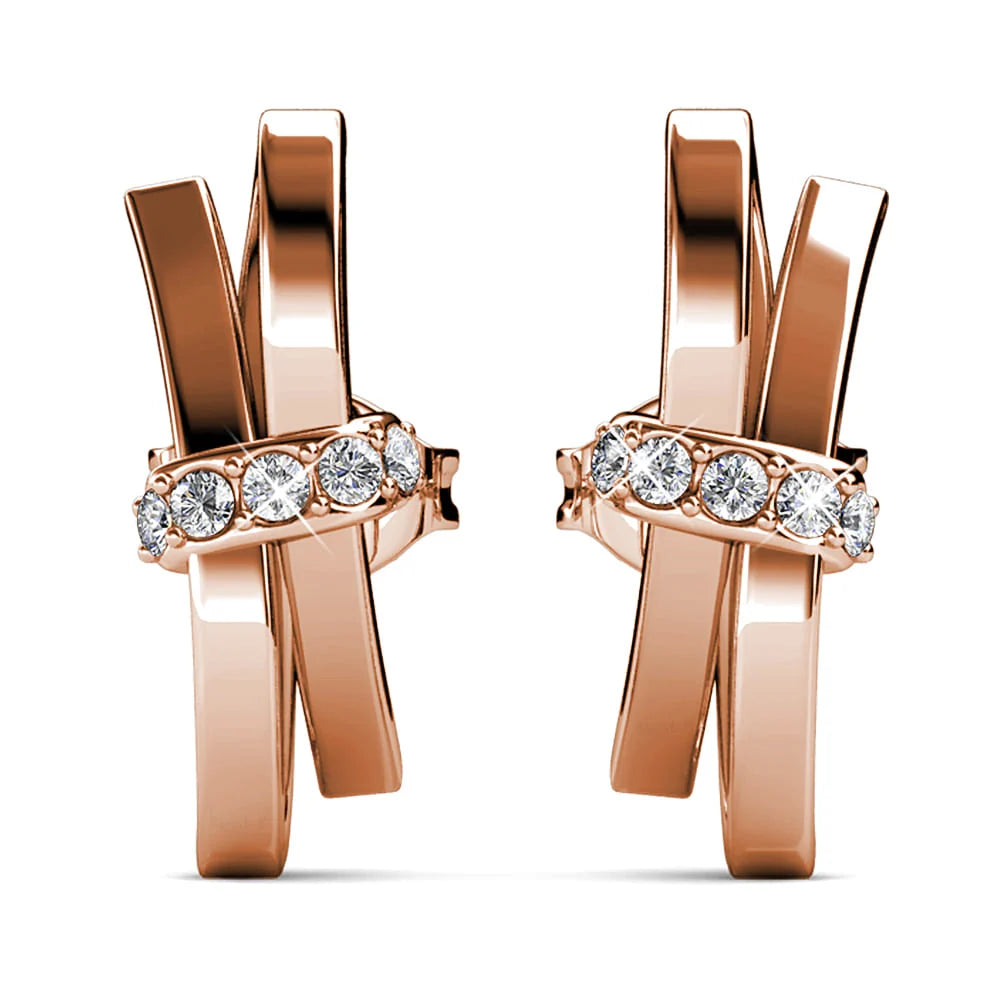Boxed Rose Gold Watch & Earrings Set With SWAROVSKI® Crystals Embellishment